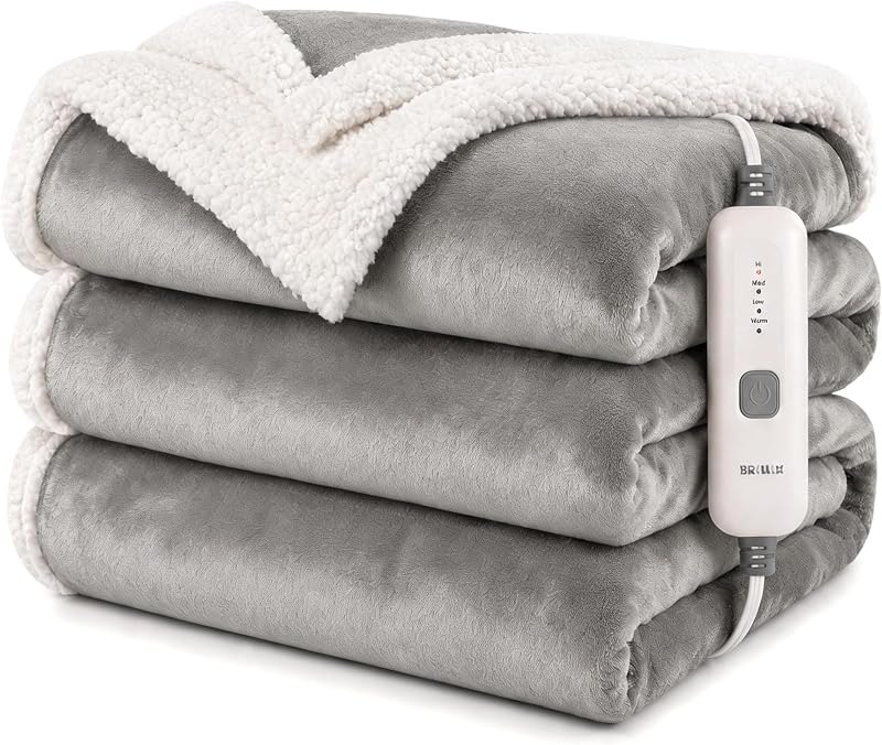Heated Blanket Full, Soft Electric Blanket 72"×84", Light Gray — double electric blanket for double electric blanket