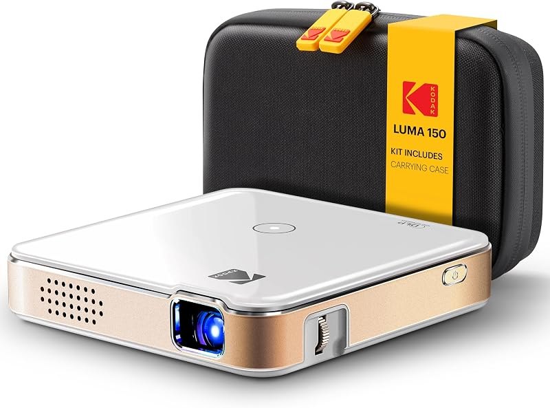 KODAK Luma 150 Mini Projector, 120" Display, Wireless Mirroring, White — pico projector for desktop for pico projector