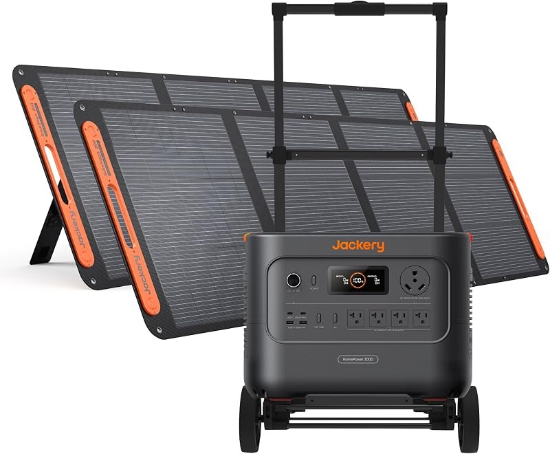 Jackery HomePower 3000 and Hand Truck & 2x200W, 3072Wh, 3600W AC Output — Portable Battery Backup Power for portable
