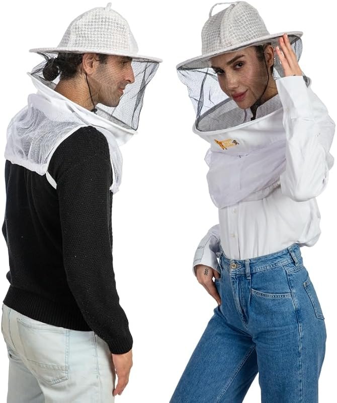 Three Layer Ventilated Beekeeping Veil in Round, 3-Layer/White, 2-Pack (Value Bundle) — beekeeping bee veil for