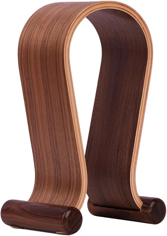 Wood Headphone Stand for Desk - Headset Holder Cute Gaming Wooden Headphones Hanger Hook Rack Base Storage Head Phone
