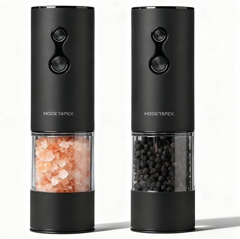 Electric Salt and Pepper Grinder Set USB-C Rechargeable, Dual-Speed Automatic Salt and Pepper Mills with 9 Adjustable