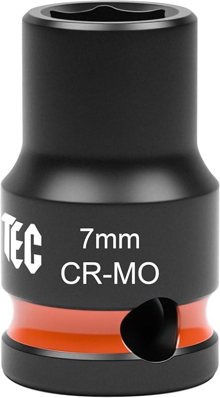 6-Point Shallow Impact Socket, 3/8-Inch Drive 7mm Socket, Cr-Mo,Automotive, Truck Maintenance, Heavy Equipment Repair