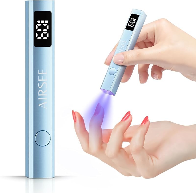 AIRSEE Cordless Mini Handheld Nail Lamp with Display for Gel Nail,Sliver — mini travel nail lamp for mini travel nail