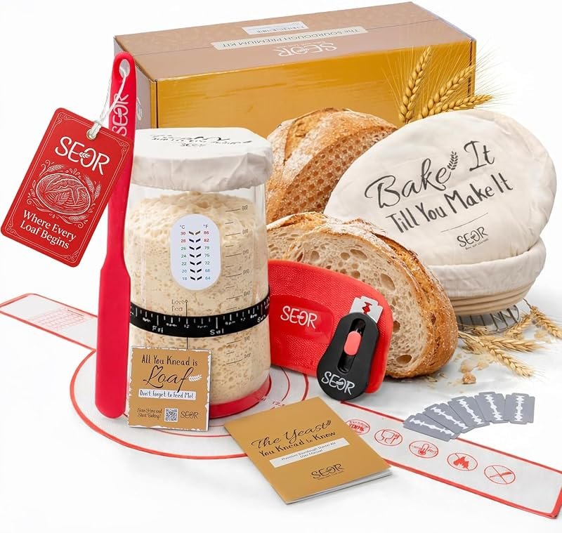 SEOR Premium Sourdough Starter Kit 42oz Glass Jar — baking banneton for baking banneton