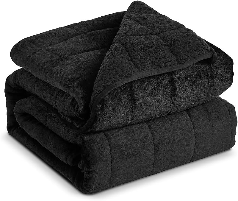 Sherpa Fleece Adult Weighted Blanket, 15 Pounds Dual Sided Soft Plush Blanket for Couch Bed Sofa, Heavy Thick Blankets