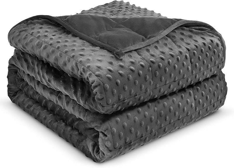 Weighted Blanket 15lbs for Adults, Ultra Soft Minky Dot Heavy Blankets for Sleep, Breathable Washable Throw Blanket