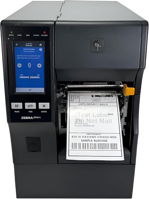 Zebra ZT411 Thermal Transfer Label Printer ZT41143-T410000Z Peel Rewind LAN USB WiFi, Bundle with Power Cord Ethernet