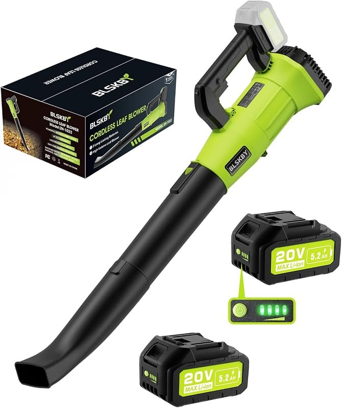 Leaf Blower Cordless, 2 x 5.2Ah Battery,23500 RPM Max Power,7-Speed Control — best Outdoor Debris Blower for outdoor