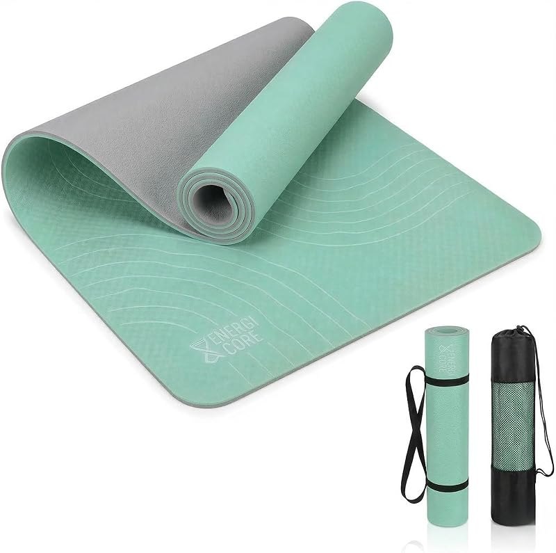 TPE Yoga Mat (72" x 24" x 5mm) - Cruise Color Non-Slip Workout Mat with Alignment Lines for Women & Men - Durable