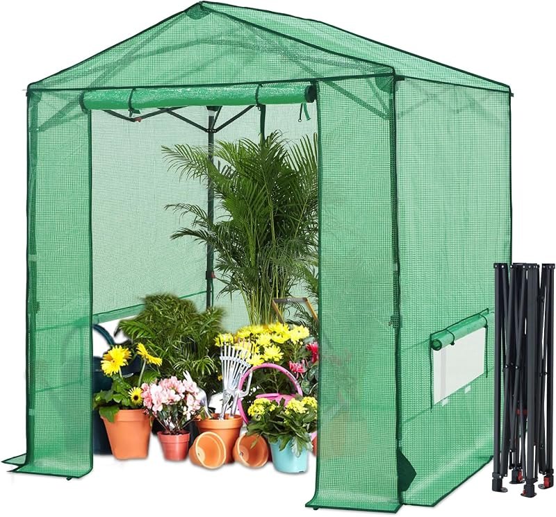 6x6 Pop Up Greenhouse,Portable Green House Kit, Green — homestead polytunnel greenhouse for homestead polytunnel