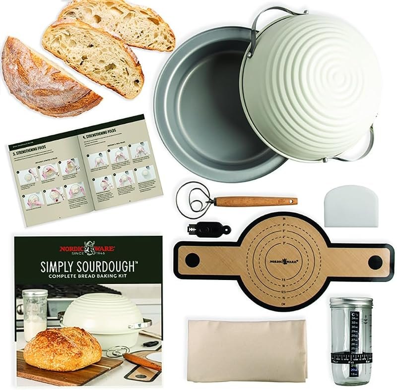 Nordic Ware Simply Sourdough™ Complete Bread Baking Kit BAKING PAN INCLUDED, Dual use Banneton lid, 22pg Guide book