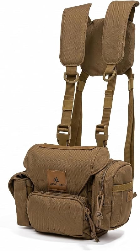 Lone Trail Extra Storage Bino Harness - Binocular Chest Pack, Hunting Rig — hunting binocular harness for hunting