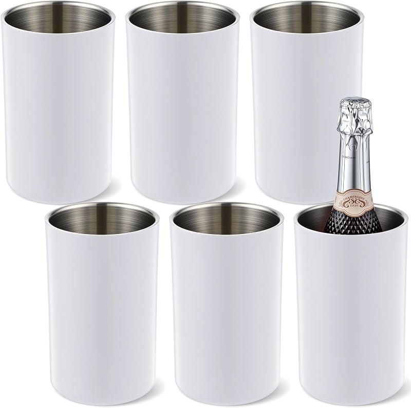 Potchen 6 Pack Wine Chiller Bucket Wine Bottles Cooler Bulk, Stainless Steel Double Wall Insulated Champagne Ice