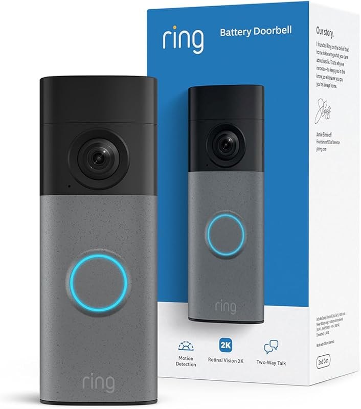 Battery Doorbell 2K (newest model) Retinal 2K with wide-angle video, up to 6x Enhanced Zoom, Two-Way Talk, and