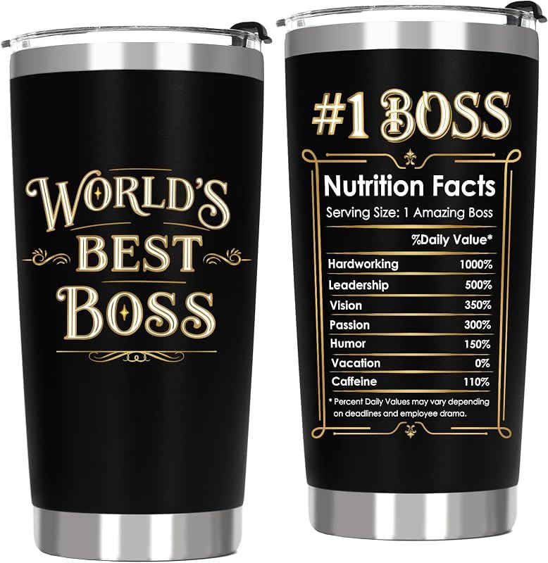 Worlds Best Boss Appreciation Gifts for Men - Boss Birthday Gift Ideas for Male Insulated Stainless Steel Travel