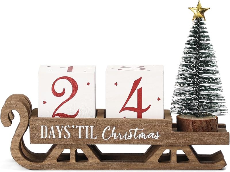 99 Days Christmas Countdown Blocks with Santa Sleigh — Advent Calendar Countdown Lights for advent calendar countdown