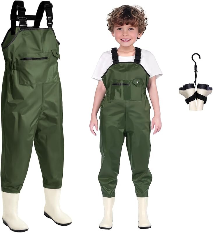 Ghosthorn Chest Waders for Kids Youth Fishing Waders Waterproof Hunting Waders with Boots Nylon Waders for Toddler