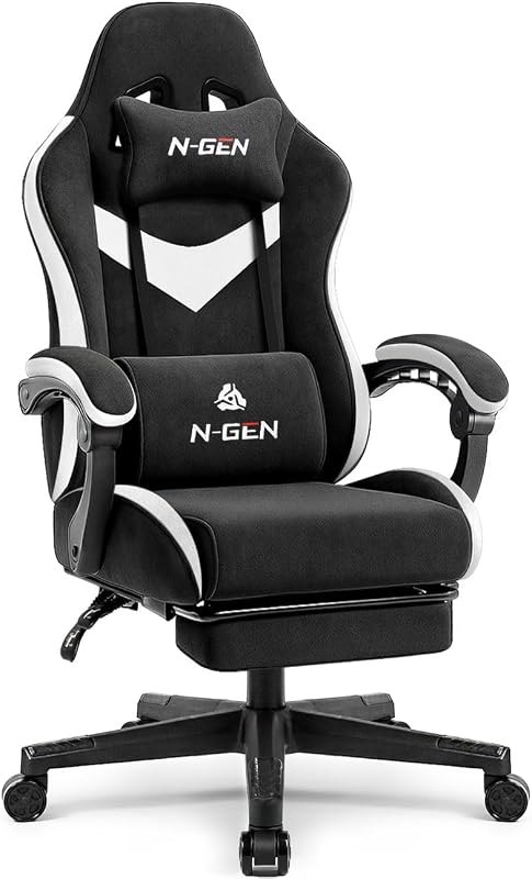 N-GEN GAMING Gaming Chair, Lumbar Support with Breathable Fabric, Black — wooden frame gaming chair for wooden frame
