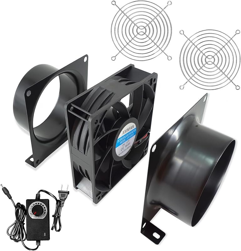 4” Axial Exhaust Fan 120mm 12V DC Vent Fan with Air Exhaust Fume Smoke Extractor Kit for DIY Soldering, 3D Laser
