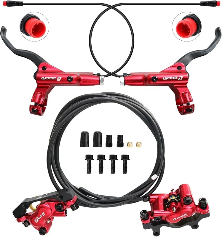 Zoom HB876E Hydraulic Disc Brakes Set 2-PIN 4-Pistons E-Bike Electric Power-OffHydraulic Brake Set for eBike, Mountain