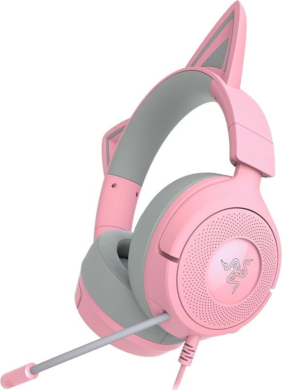 Kraken Kitty V3 X Wired Gaming Headset, Kitty Ears, Pink — Razer Kraken V3 for razer kraken