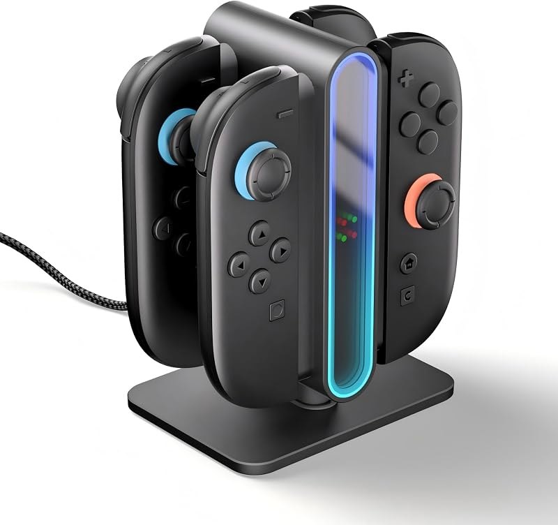 4-in-1 RGB Charging Dock for Nintendo Switch 2 Joycon, Black — Switch dock stand for switch dock stand