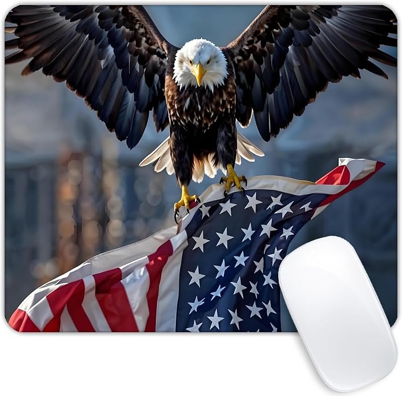 Eagle and American Flag Mouse pad Customized Mousepad Non-Slip Rubber Base Mouse Pads for Computers Laptop Office Desk