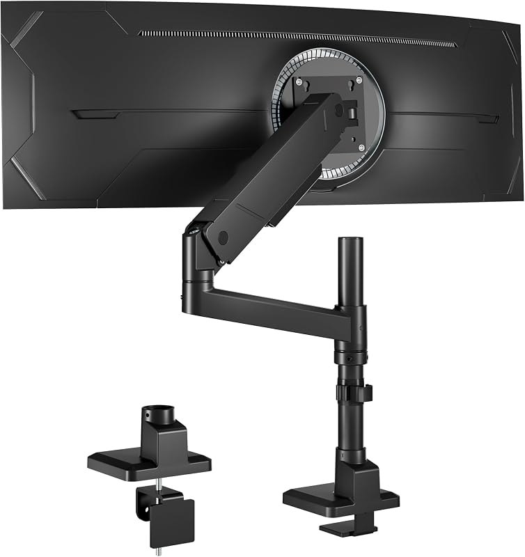 monTEK Tall Single Monitor Arm for 17 to 45 Inch Screen, Holds 35 Lbs — 17 inch monitor arm for inch monitor arm
