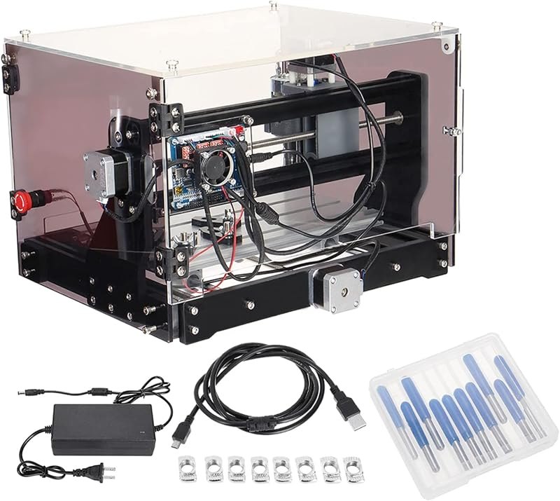 CNC Router Machine, 3018-SE V2 Engraving Milling Machine, Mini 80W Spindle Motor Aluminum Plastic Router Machine