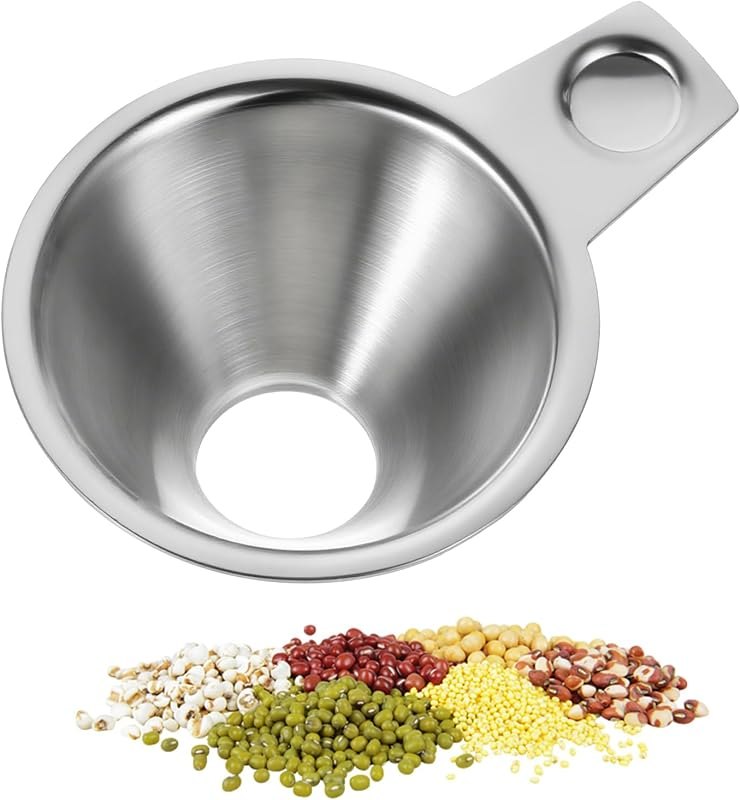 304 Stainless Steel Spice Funnel with Handle, Wide Mouth Canning Funnels Collection Kitchen Spice Jar Oil Bottle