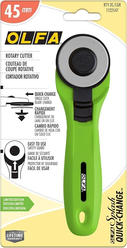 OLFA 45mm Quick-Change Rotary Cutter (RTY-2C/LGR) - Tungsten Steel, Lime — craft rotary cutter for craft rotary cutter