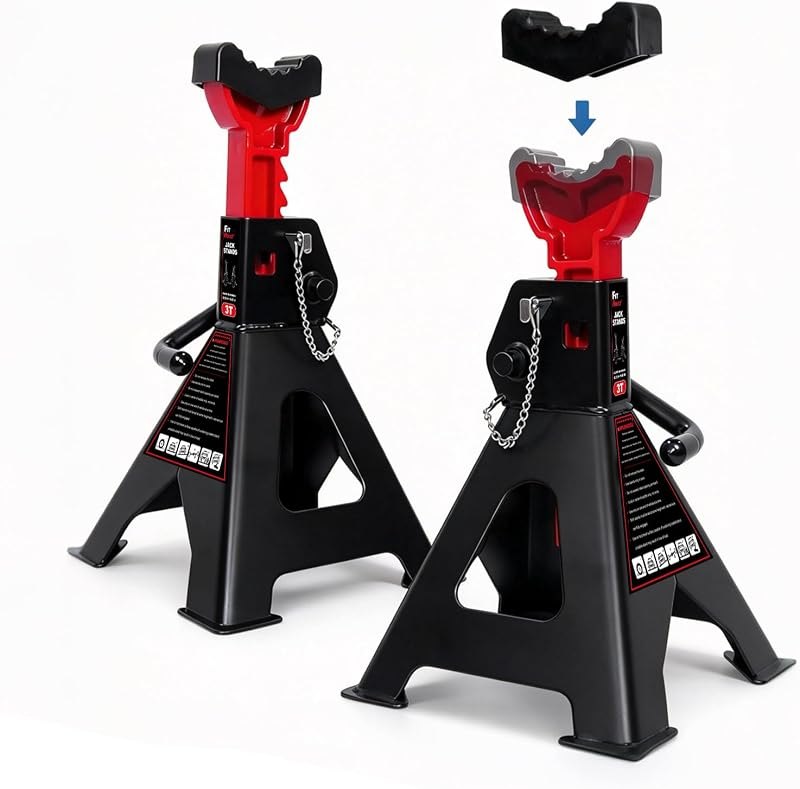 3 Ton Jack Stands Heavy Duty (6,600 LBs Capacity), Car Jack Stand for Trucks with Double Pin Locking & Rubber Pads