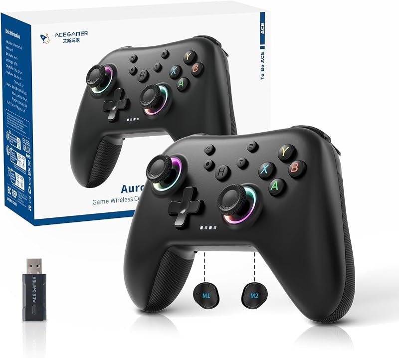 AceGamer Aurora II 2.4G Wireless Bluetooth Controller for PC/Android/Switch/iOS/Switch 2/Steam Deck with Rotary
