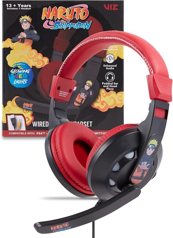 Naruto Gaming Headset with Mic, Wired Headphones, Microphone, LED Lights — Cyberpunk 2077 Headset for cyberpunk 2077