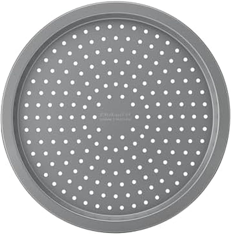 KitchenAid Nonstick Aluminized Steel Pizza Crisper, Dishwasher Safe, Contour Silver, 15.5 Inch — baking pizza stone