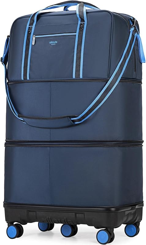 Rolling Duffle Bag with Detachable Wheels, Large Capacity Expandable Foldable Suitcase for Travel,Collapsible Luggage