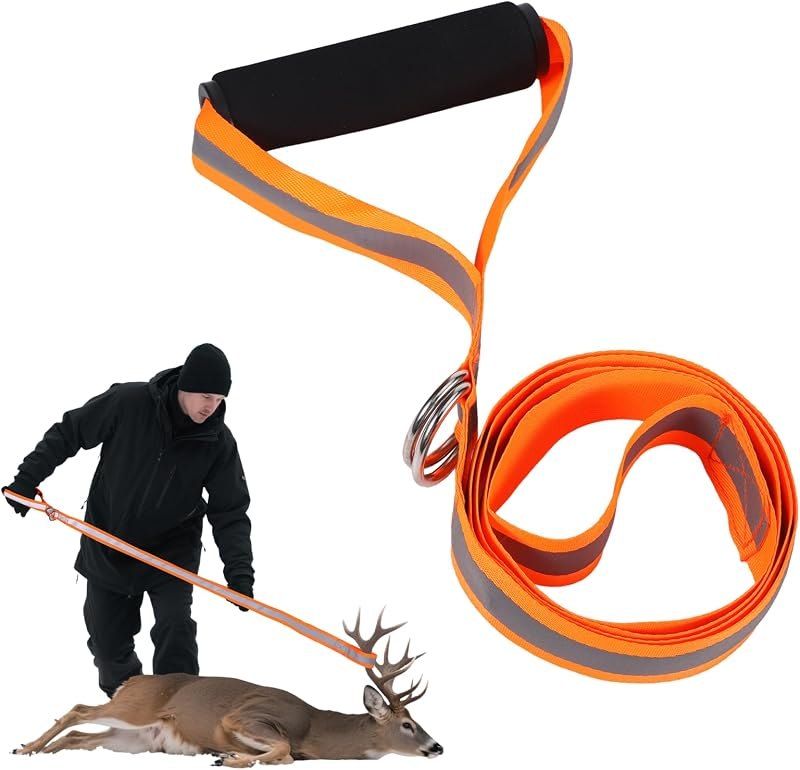Deer Drag Harness, Deer Drag Rope with Non-Slip Handle, Heavy Duty Strap Hunting Dragging Pull Rope, Strong Bearing