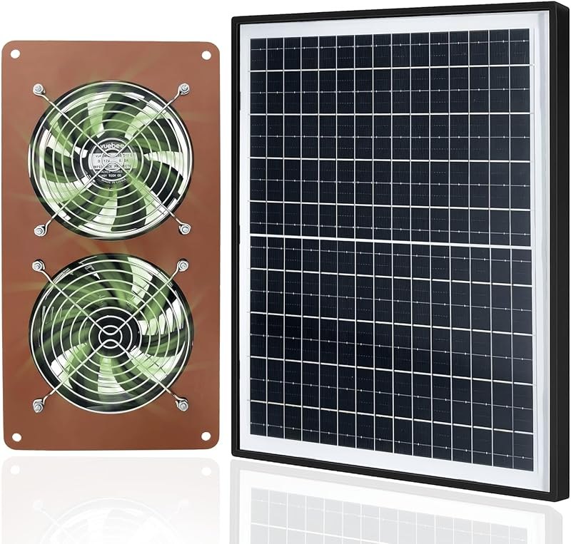Zivif Solar Powered 2 Fan Kit for Chicken Coop, Greenhouse, Shed — chicken coop ventilation fan for chicken coop