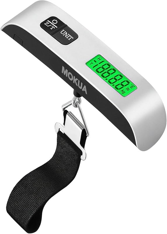 MOKUA Portable Digital Luggage Scale, 110lbs Hanging Baggage Scale with Backlit LCD Display, Portable Suitcase