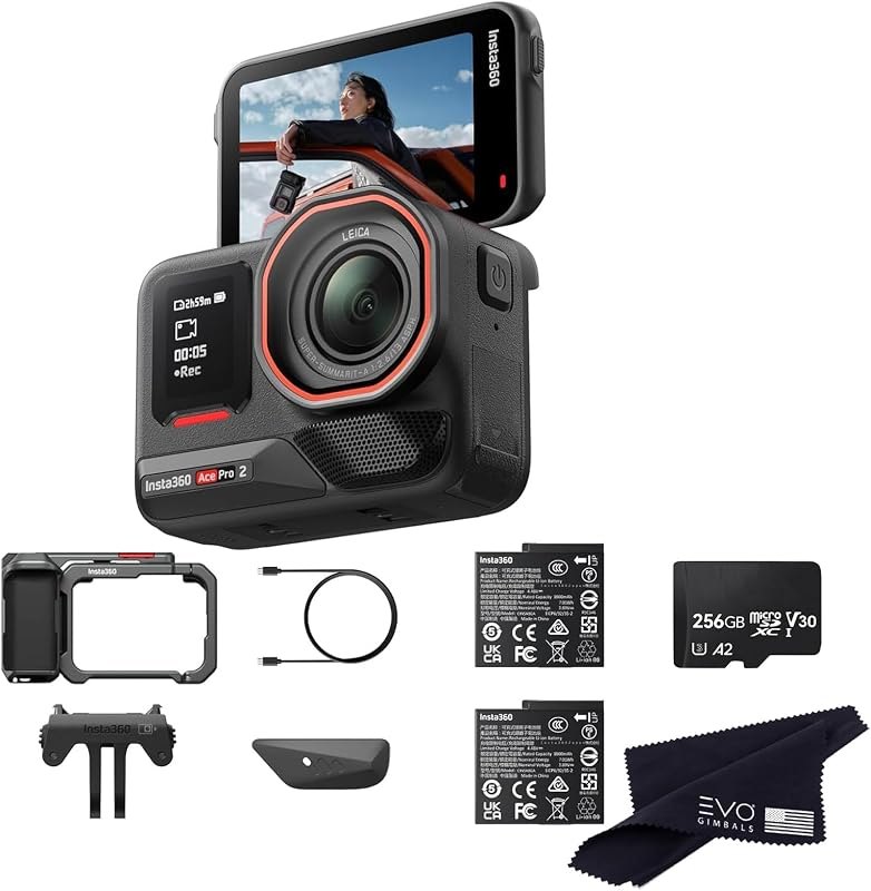 Insta360 Ace Pro 2 Dual Battery Xplorer Bundle with 256GB Card- 8K Waterproof Action Camera Co-Engineered with Leica