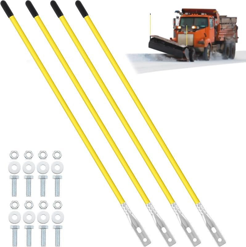 Lasnten 4 Pcs 36 Inch Snow Plow Blade Markers Guide Kit Steel Wire Inside Bolt on Bumper Guides High Visibility Easy
