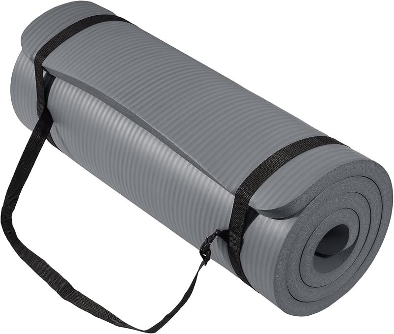 BalanceFrom Yoga Mat 1-Inch Extra Thick High-Density Exercise Mat with Non-Slip Surface & Carry Strap for Men & Women