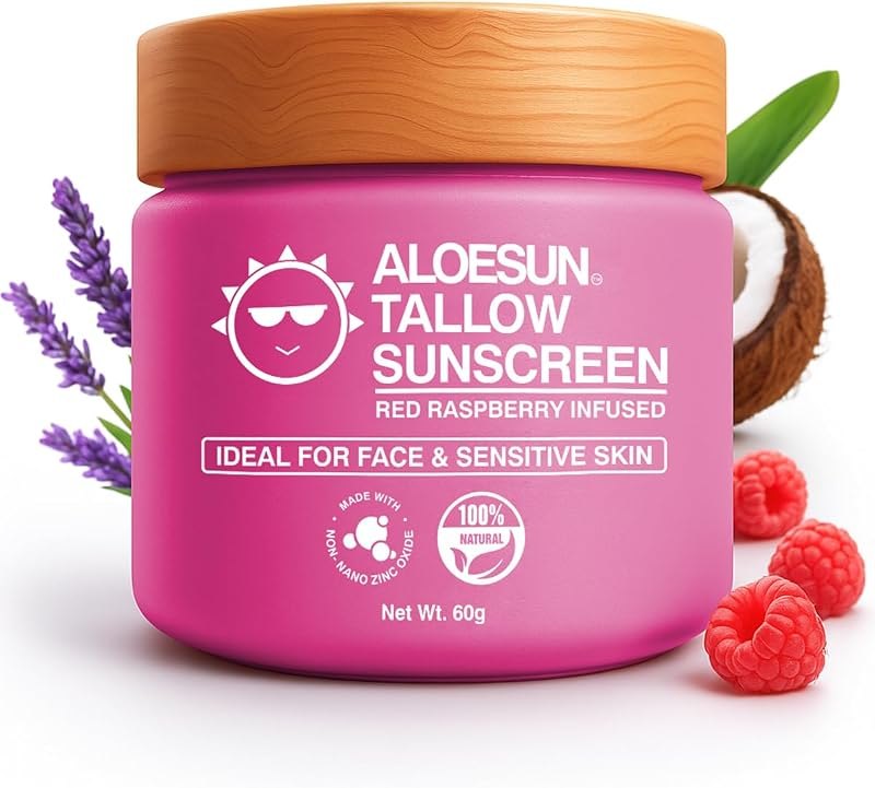 Organic Beef Tallow Sunscreen SPF 30 - Natural Sunblock Lotion for Face and Body with Non Nano Zinc Oxide Mineral