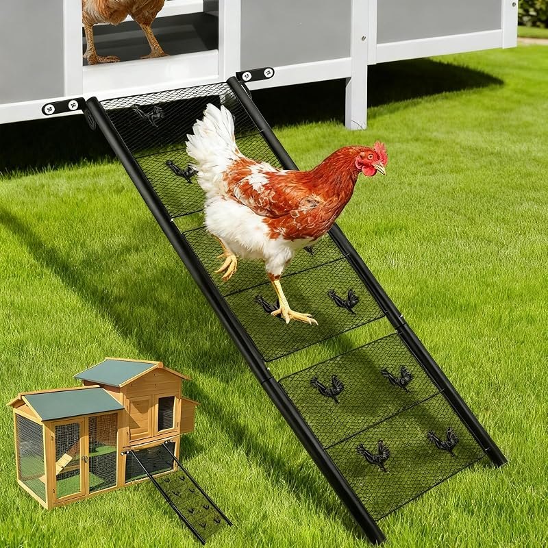 Chicken Coop Ramp,Metal Chicken Ladder for Coop Accessories, Ladder Length Adjustable for Henhouse, Coop Steps for