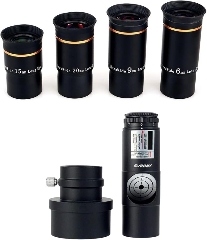 SVBONY Telescope Eyepiece Fully Multi Coated 1.25 inches Telescope Lens 66 Degree Ultra Wide Angle Bundle with Red