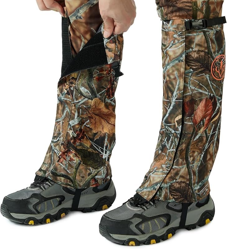 BASSDASH Waterproof Hunting Leg Gaiters, Camo Lightweight Boot Gaiters — hunting boot gaiters for hunting boot gaiters