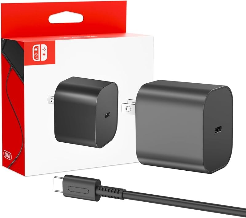 10ft Charger for Nintendo Switch 2-20V 3A 60W AC Adapter Fast Charging with 10ft USB C Cable - Compatible with