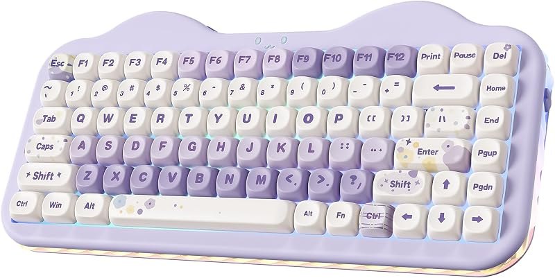 YUNZII C75 Cute 75% Wireless Mechanical Keyboard (Purple, Candy Switch) — mechanical keyboard switch puller for