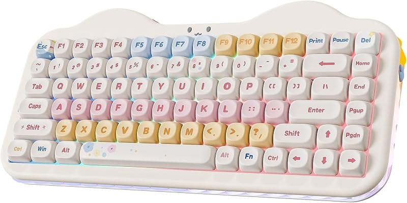 YUNZII C75 Cute 75% Wireless Mechanical Keyboard (Beige, Candy Switch) — wired gaming keyboard for wired gaming keyboard